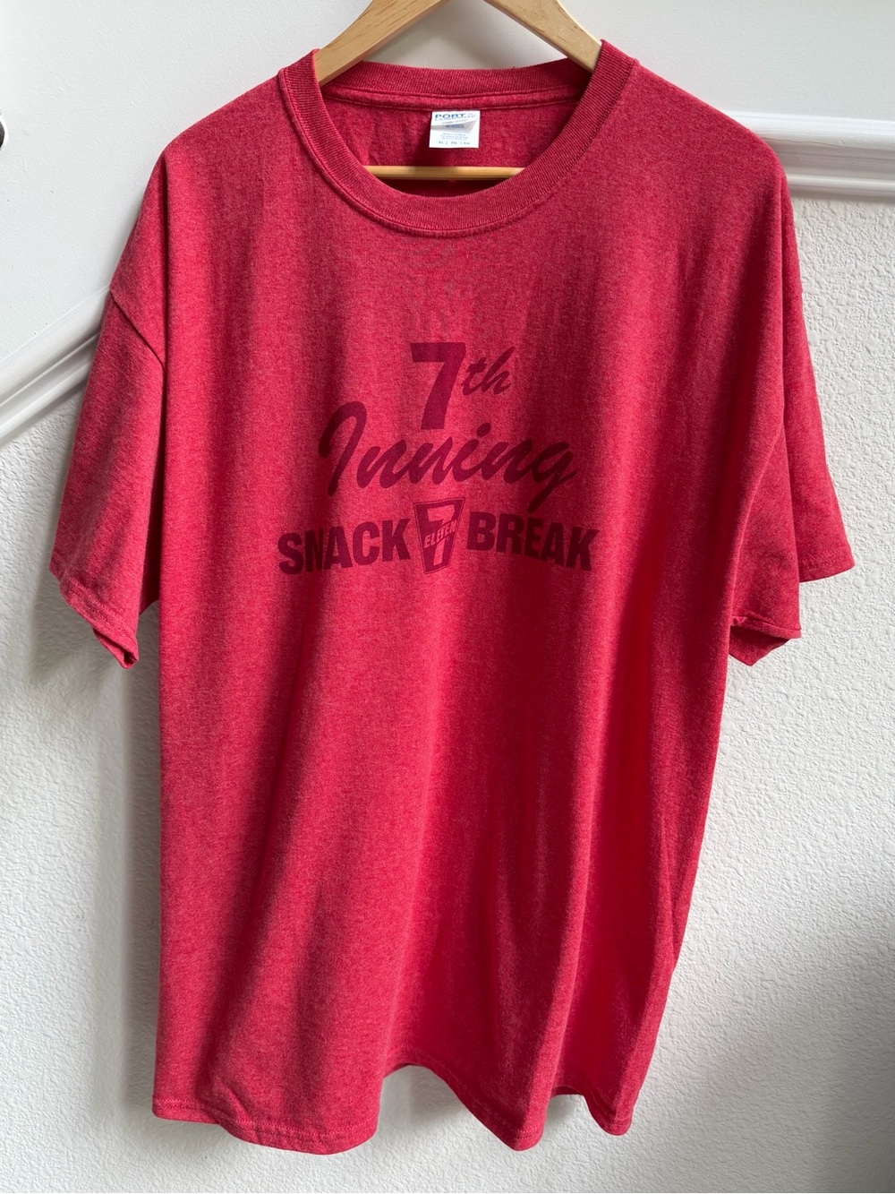 7th Inning Snack Break Red Graphic Tee 7 Eleven gas station logo Baseball theme